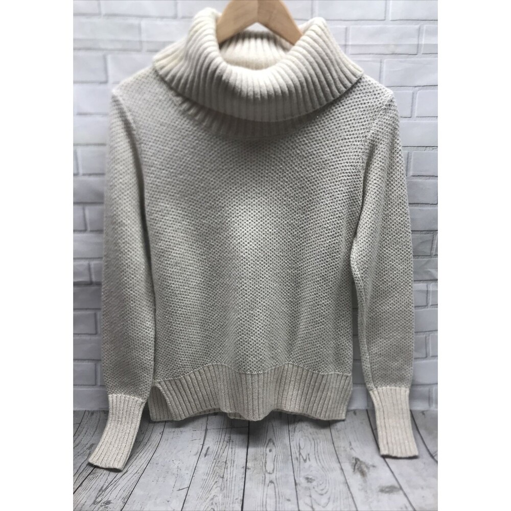 Old Navy Women's Sweater S/P Pullover Turtle Neck Cream Metallic Thread